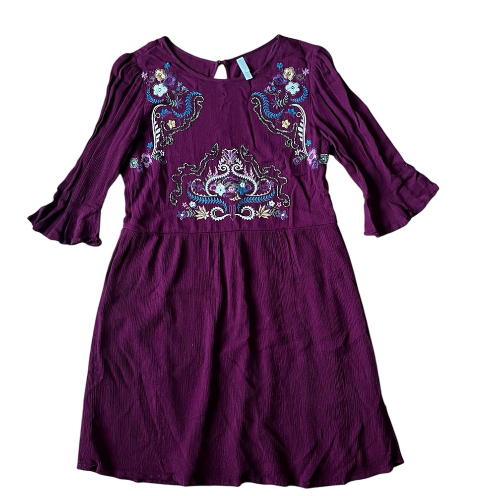 Embroidered Plum Boho Dress